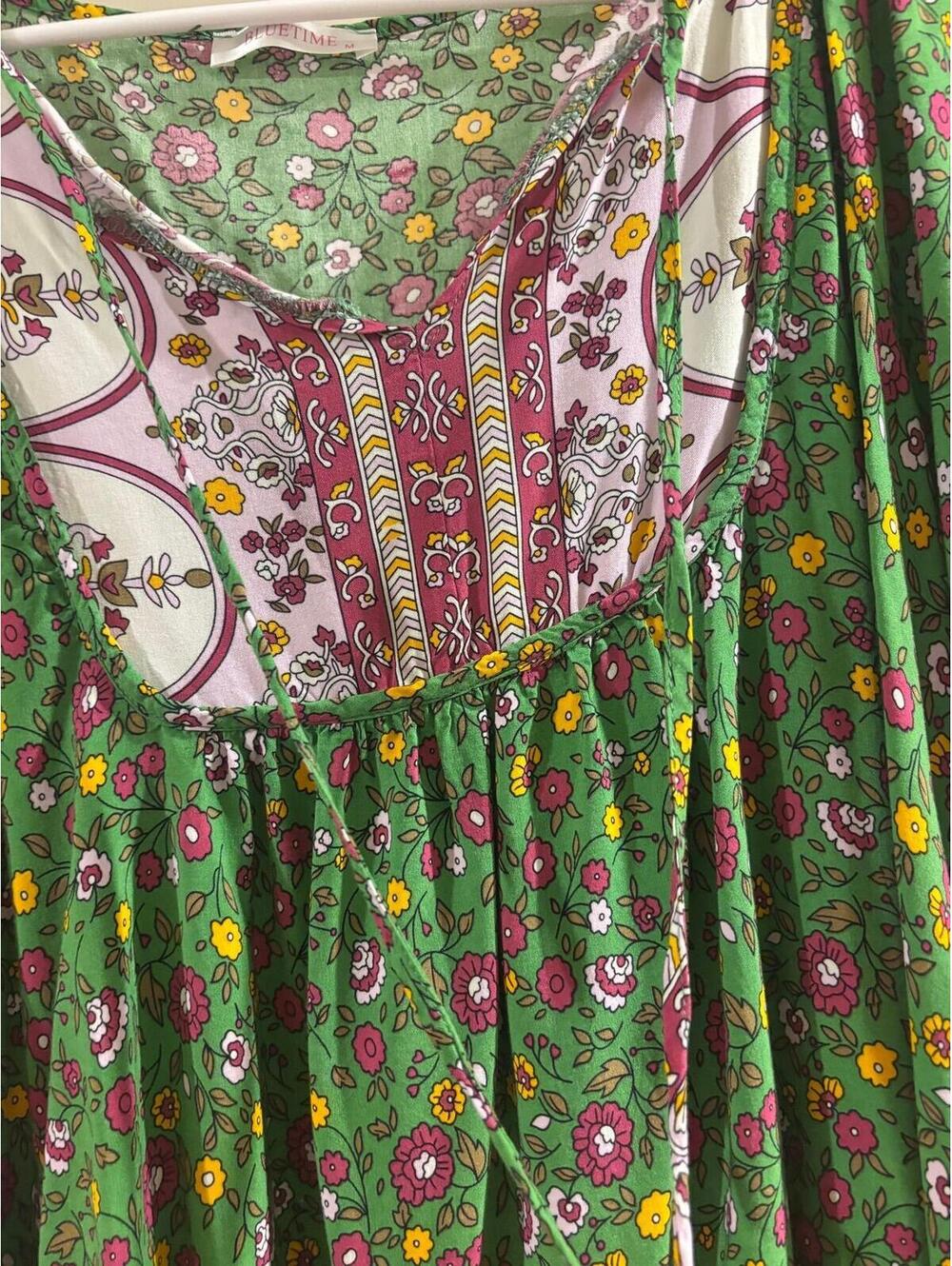 Boho Floral Babydoll Dress – Preloved Size Medium - Picture 3 of 5